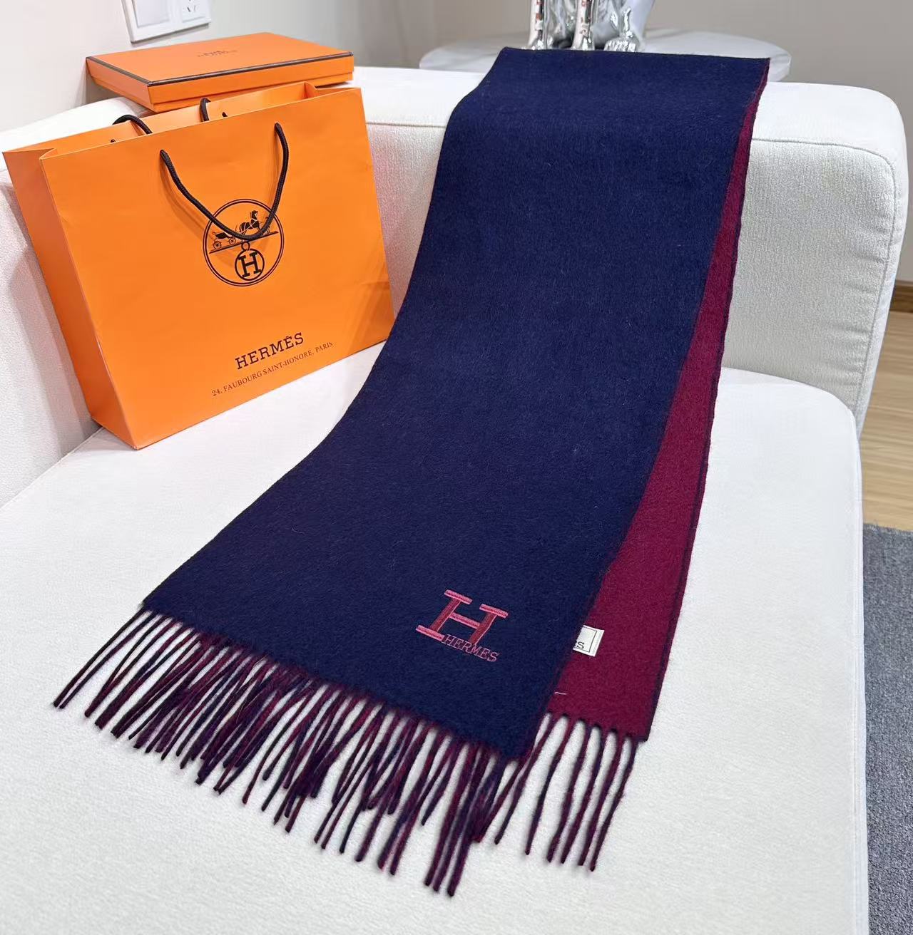 Cheap Hermes Cashmere scarf in 218274, $55 USD- [IB218274] - Replica Hermes Cashmere scarf