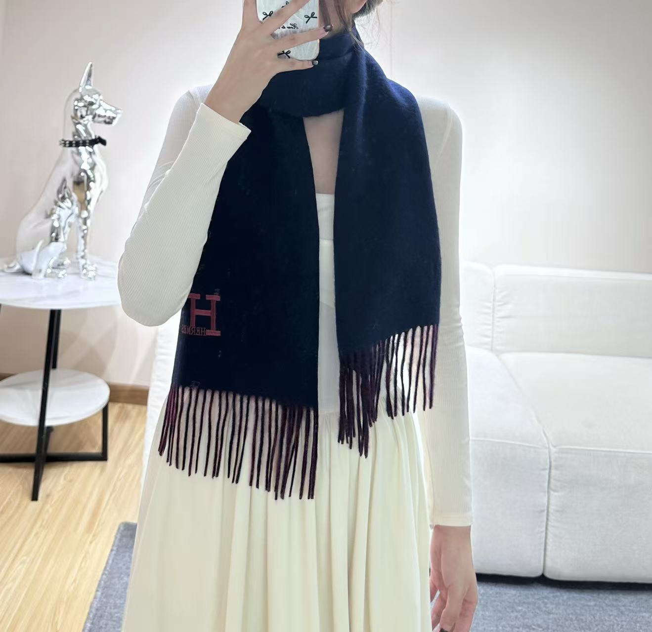 Cheap Hermes Cashmere scarf in 218274, $55 USD- [IB218274] - Replica Hermes Cashmere scarf