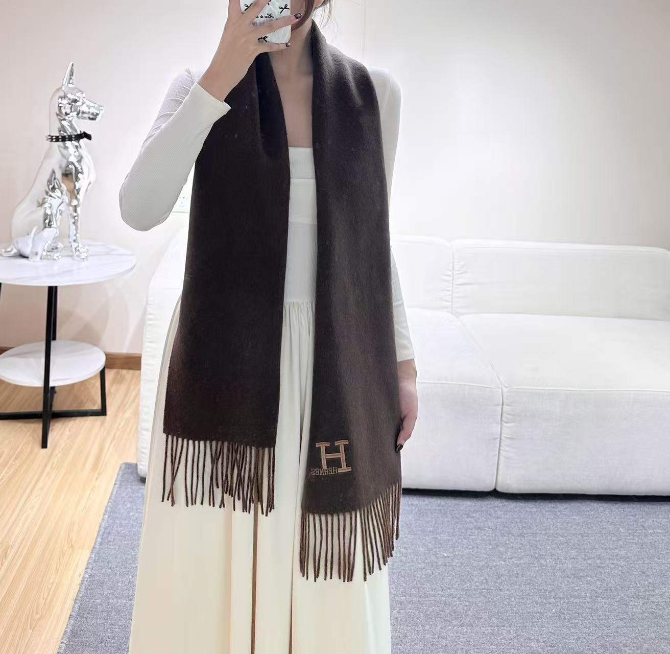 Cheap Hermes Cashmere scarf in 218275, $55 USD- [IB218275] - Replica Hermes Cashmere scarf