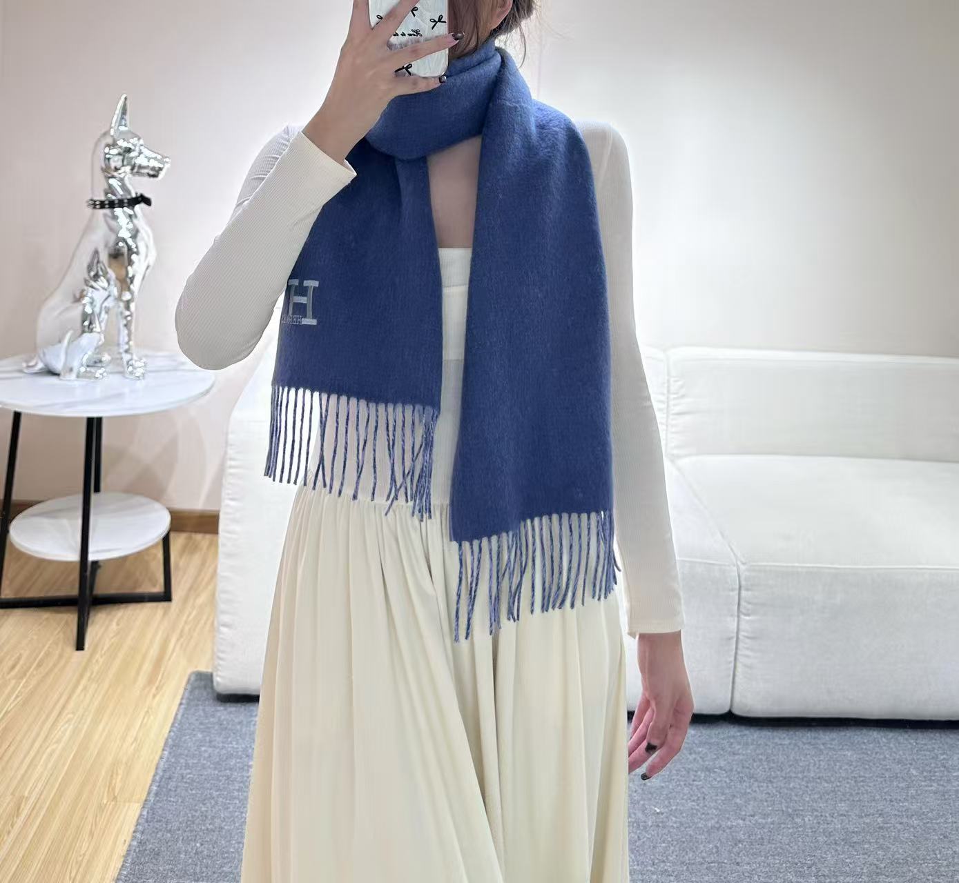 Cheap Hermes Cashmere scarf in 218276, $55 USD- [IB218276] - Replica Hermes Cashmere scarf
