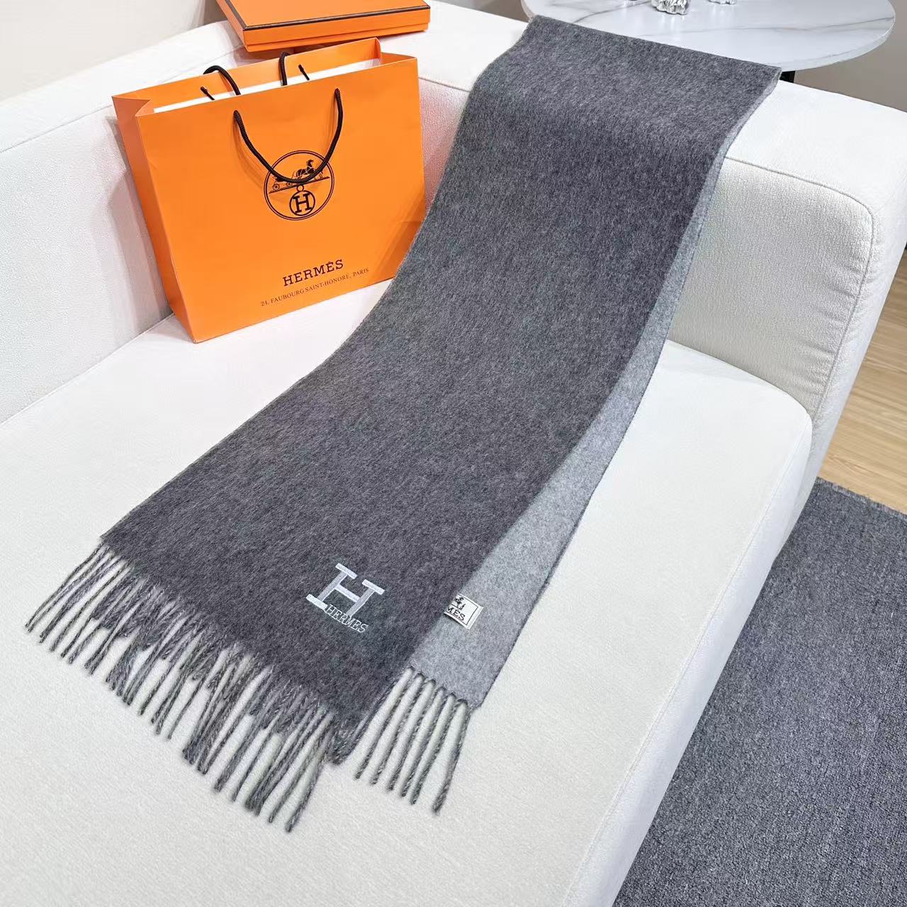 Cheap Hermes Cashmere scarf in 218277, $55 USD- [IB218277] - Replica Hermes Cashmere scarf