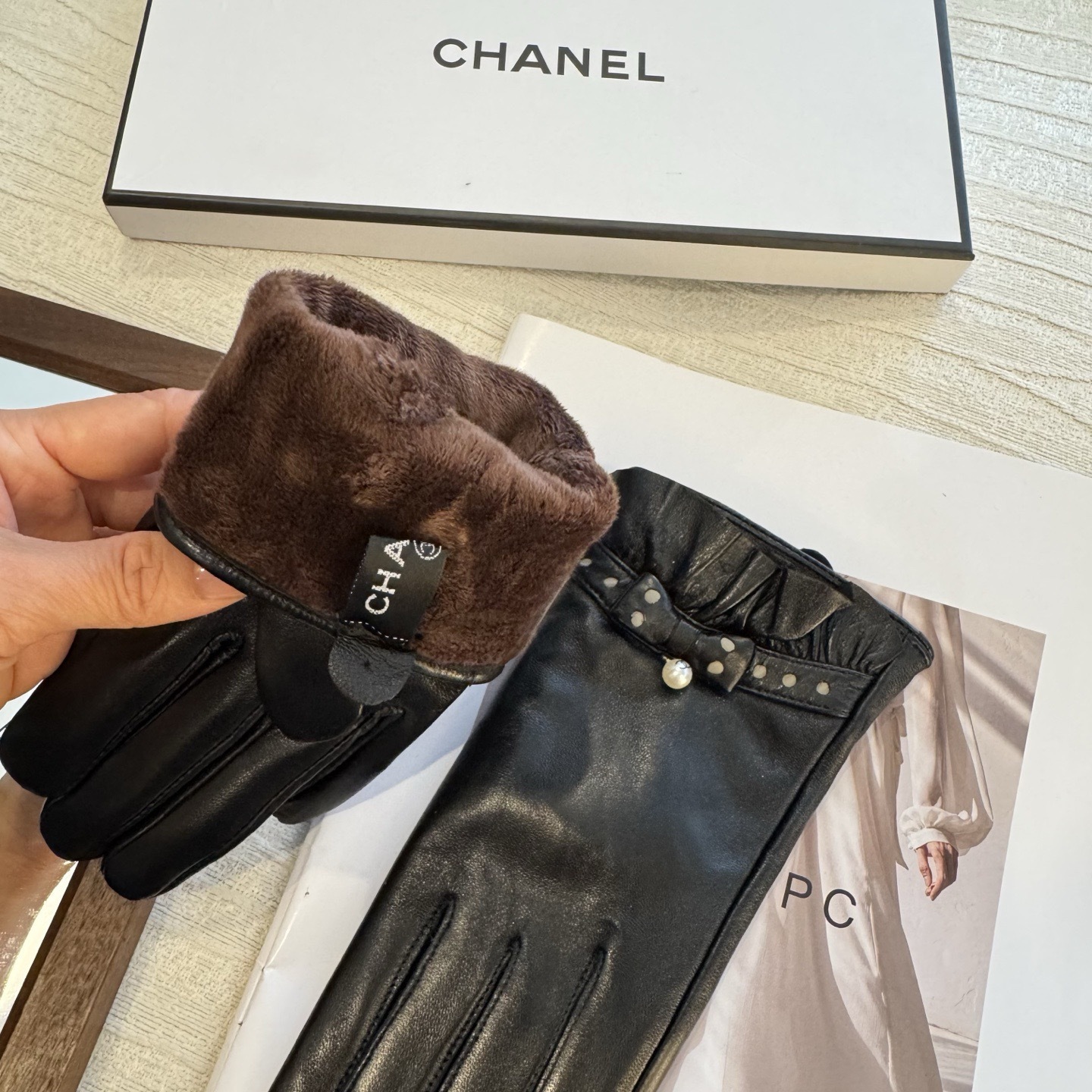 Cheap New Arrivals Chanel Gloves in 218652, $45 USD- [IB218652] - Replica Gloves