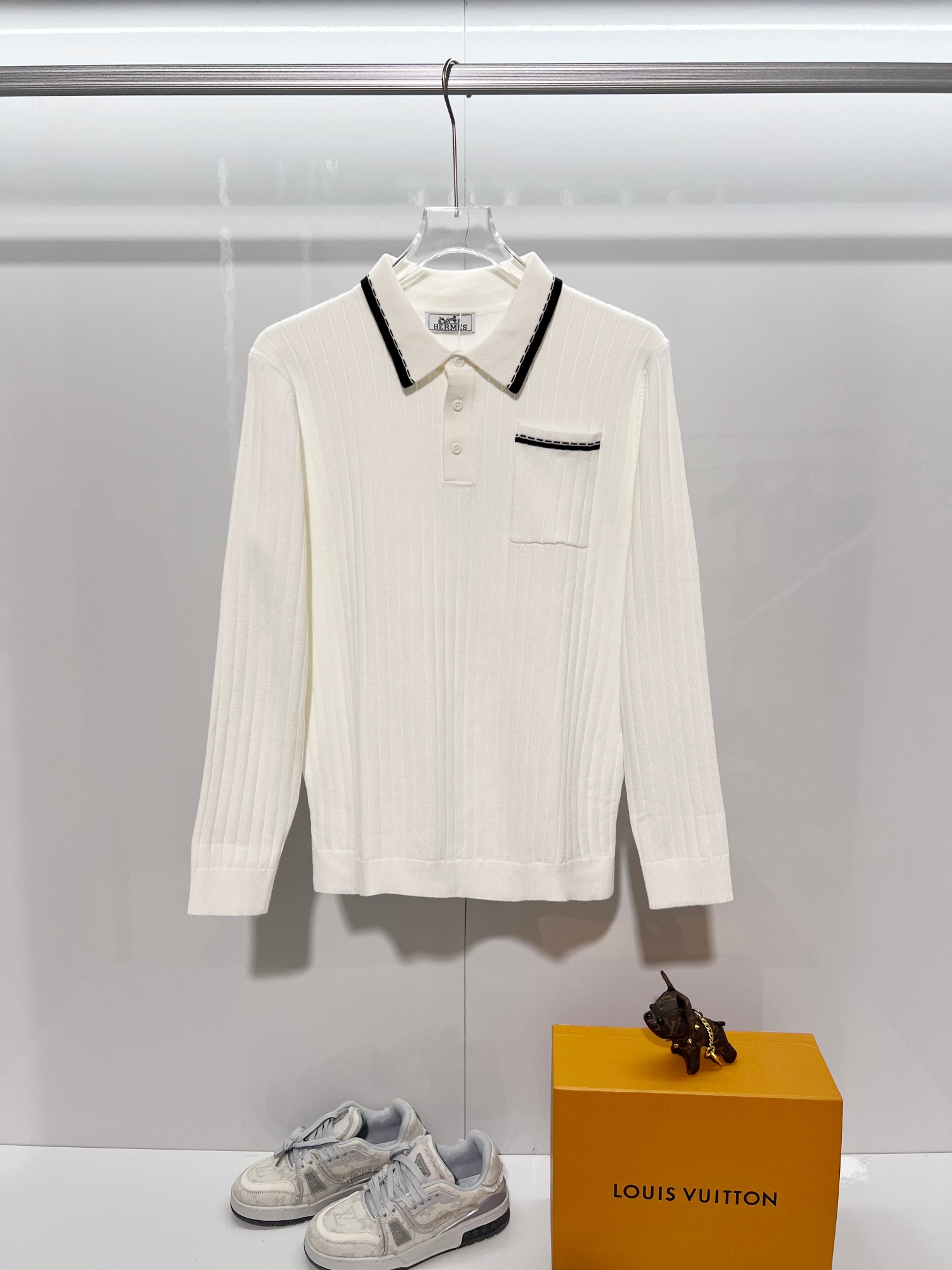 Cheap Hernes Long-Sleeved Polo T-Shirts for Men in 218792, $45 USD- [IB218792] - Replica Hernes Long-Sleeved Polo T-Shirts for Men