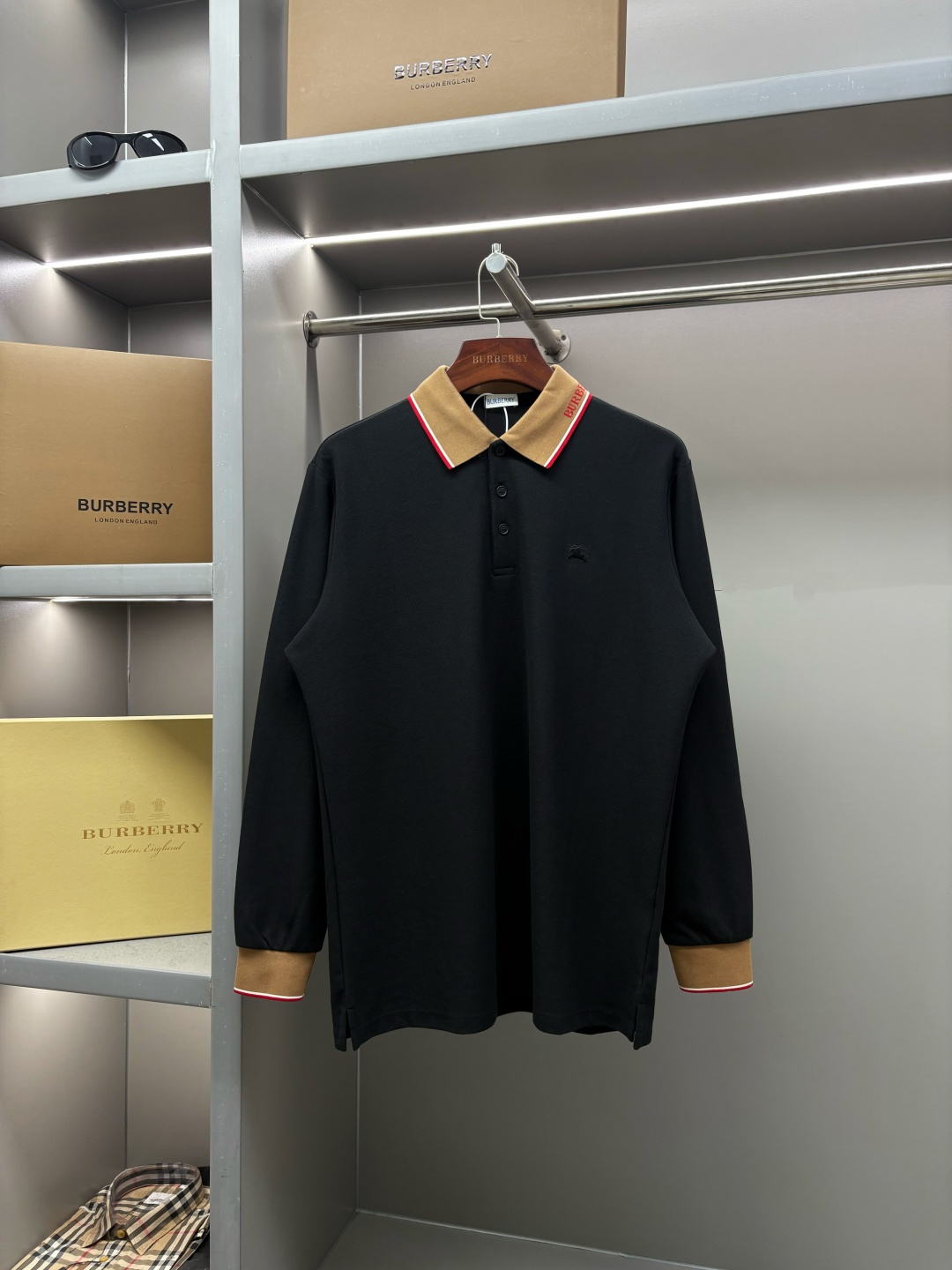 Cheap Burberry Long-Sleeved Polo T-Shirts for Men in 219456, $35 USD- [IB219456] - Replica Burberry Long-Sleeved Polo T-Shirts for Men