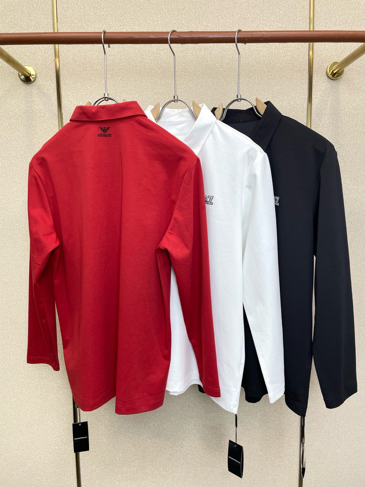 Cheap Armani Long-Sleeved Polo T-Shirts for Men in 221145, $45 USD- [IB221145] - Replica Armani Long-Sleeved Polo T-Shirts for Men