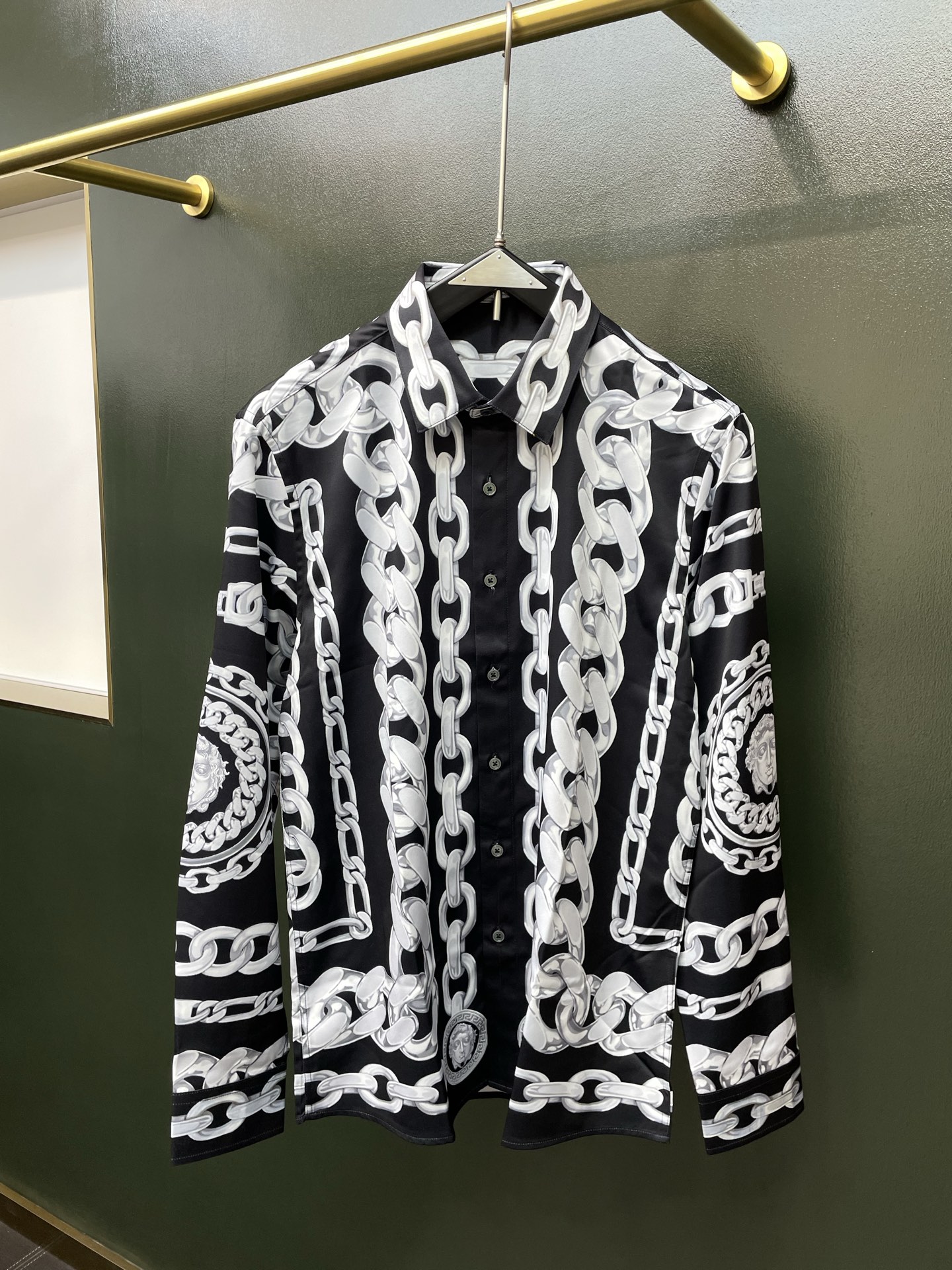 Cheap Versace Long-Sleeved Polo Shirts for Men in 221309, $65 USD- [IB221309] - Replica Versace Long-Sleeved Polo Shirts for Men
