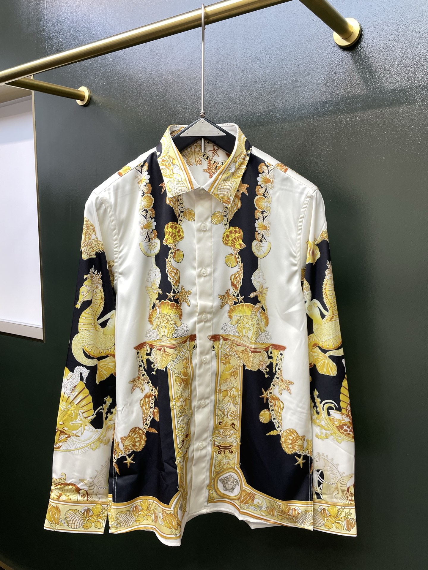 Cheap Versace Long-Sleeved Polo Shirts for Men in 221315, $65 USD- [IB221315] - Replica Versace Long-Sleeved Polo Shirts for Men