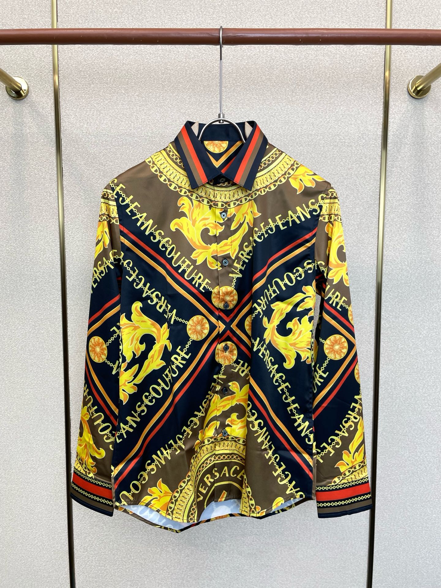 Cheap Versace Long-Sleeved Polo Shirts for Men in 221317, $65 USD- [IB221317] - Replica Versace Long-Sleeved Polo Shirts for Men