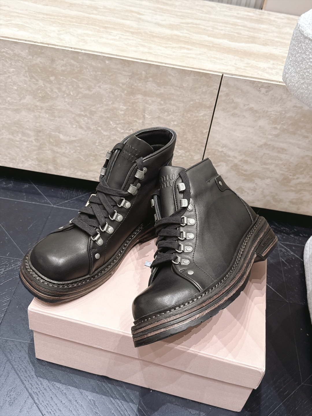 Cheap MiuMiu Boots For Women in 221595, $125 USD- [IB221595] - Replica MiuMiu Boots For Women