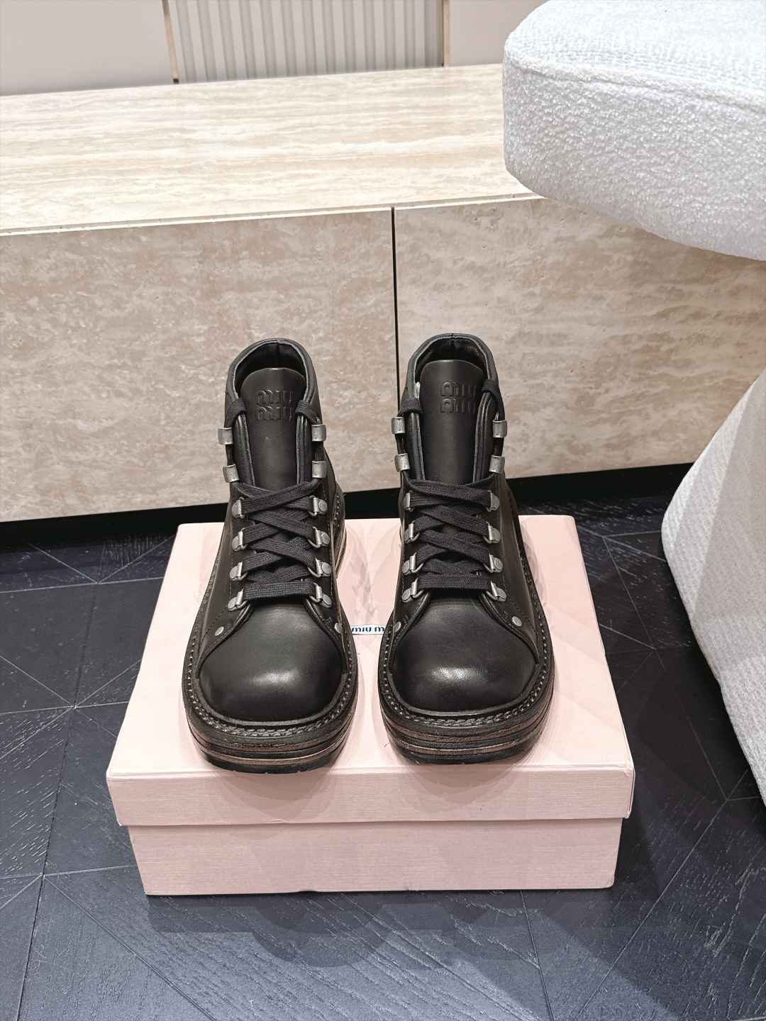 Cheap MiuMiu Boots For Women in 221595, $125 USD- [IB221595] - Replica MiuMiu Boots For Women