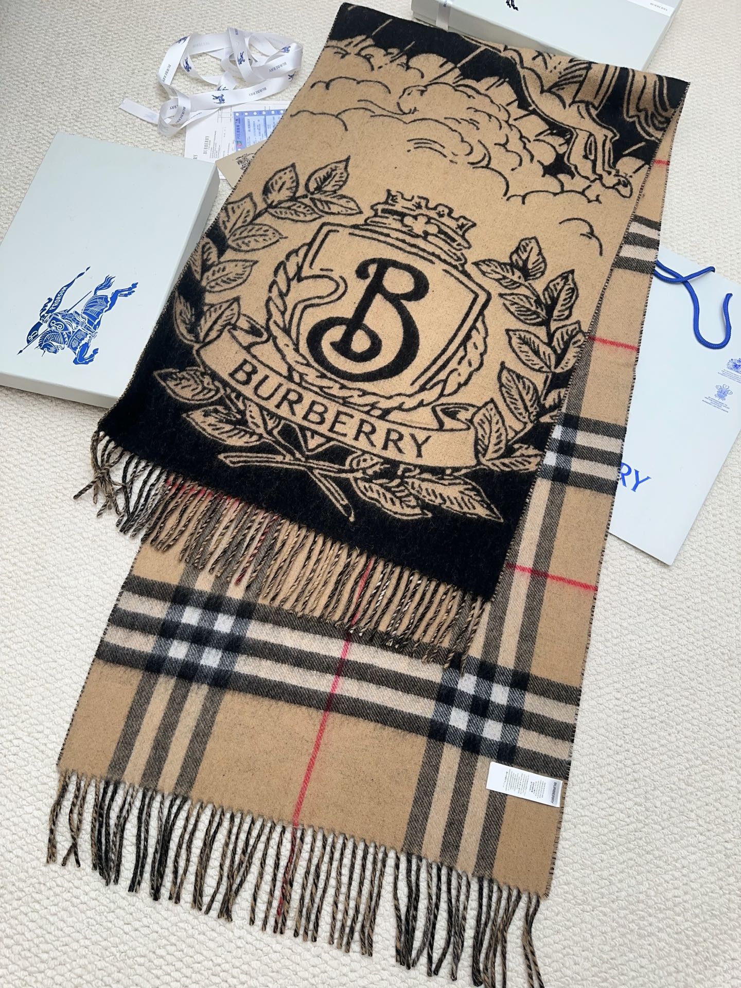 Cheap Burberry Cashmere Scarf in 222222, $55 USD- [IB222222] - Replica Burberry Cashmere Scarf