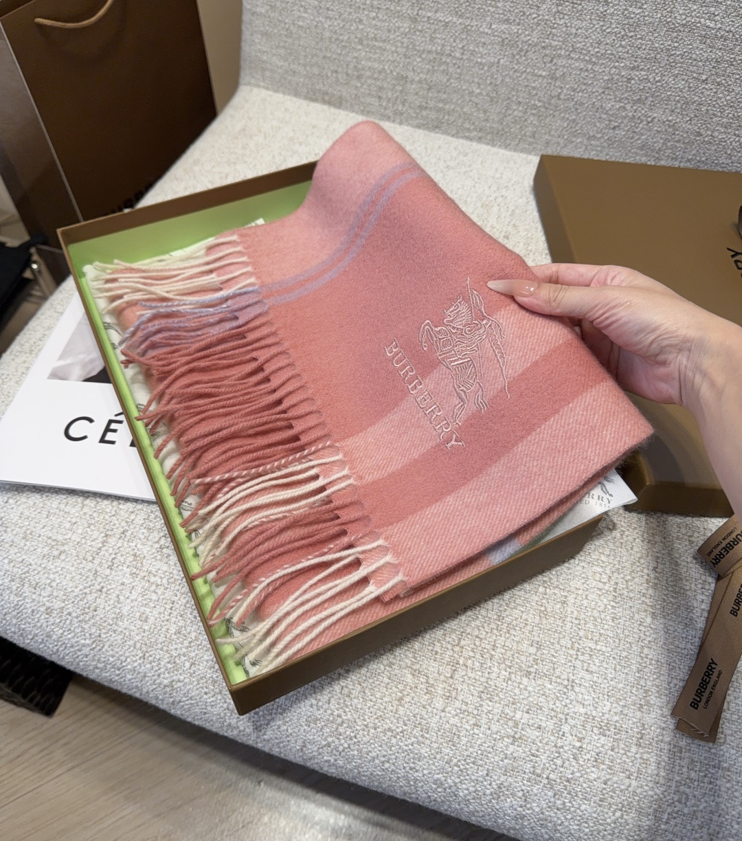 Cheap Burberry Cashmere Scarf in 222244, $55 USD- [IB222244] - Replica Burberry Cashmere Scarf