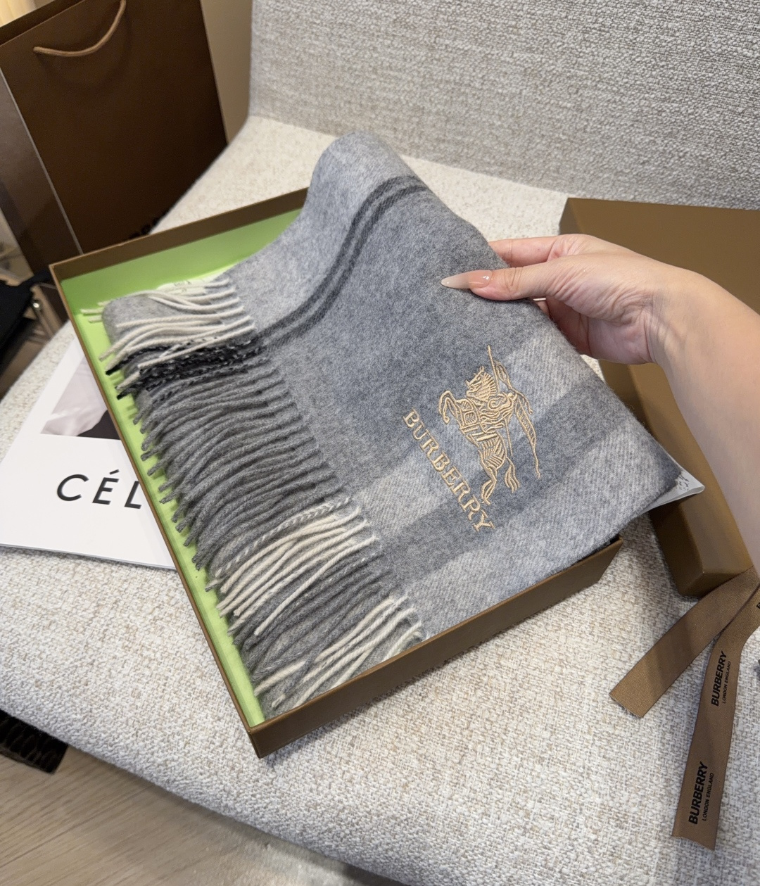 Cheap Burberry Cashmere Scarf in 222245, $55 USD- [IB222245] - Replica Burberry Cashmere Scarf