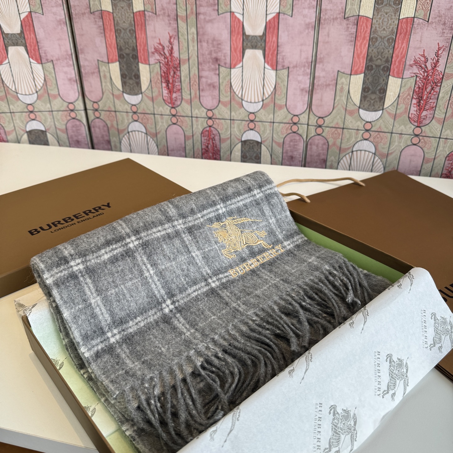 Cheap Burberry Cashmere Scarf in 222286, $55 USD- [IB222286] - Replica Burberry Cashmere Scarf