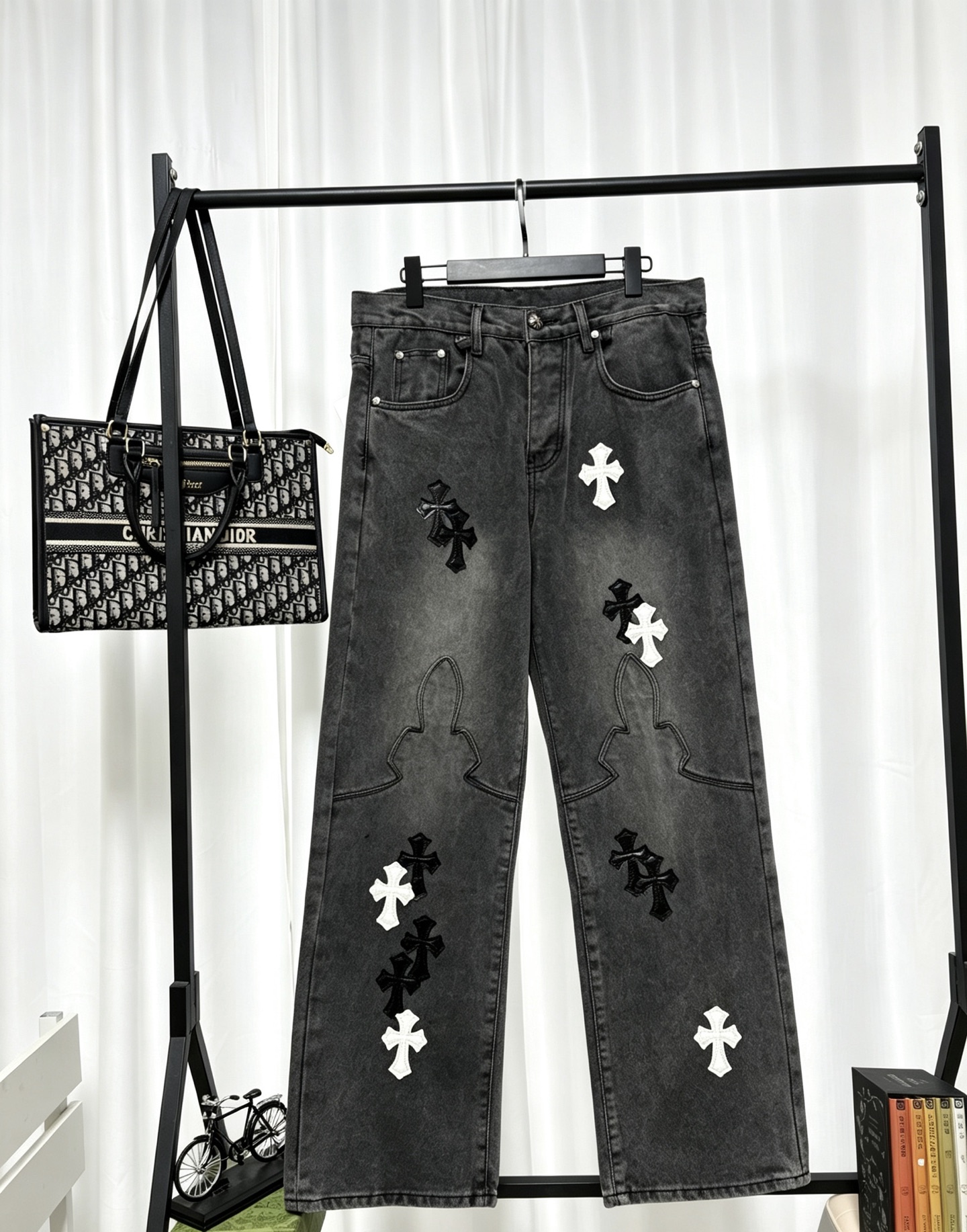 Cheap Chrome Hearts Jeans in 222799, $60 USD- [IB222799] - Replica Chrome Hearts Jeans