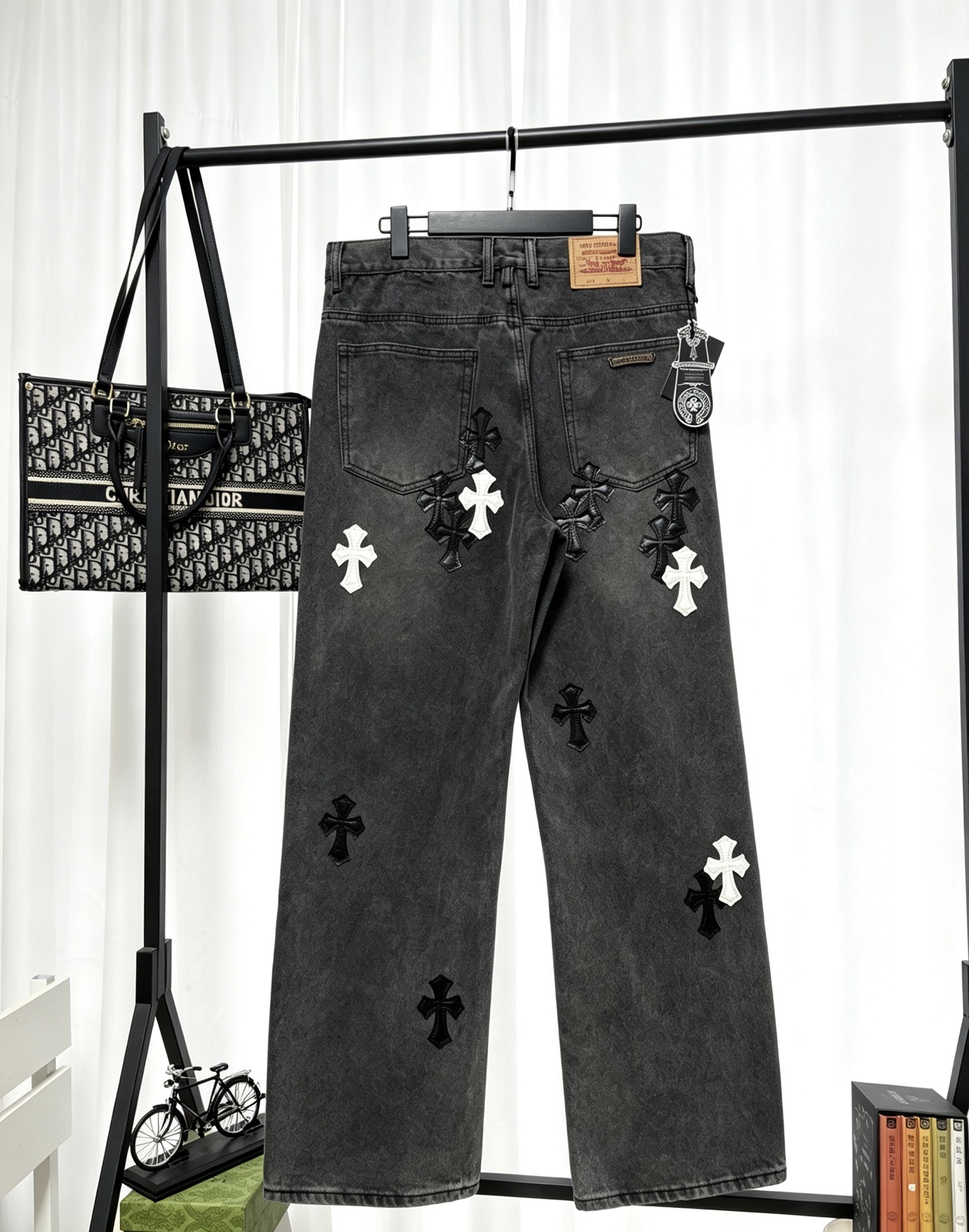 Cheap Chrome Hearts Jeans in 222799, $60 USD- [IB222799] - Replica Chrome Hearts Jeans