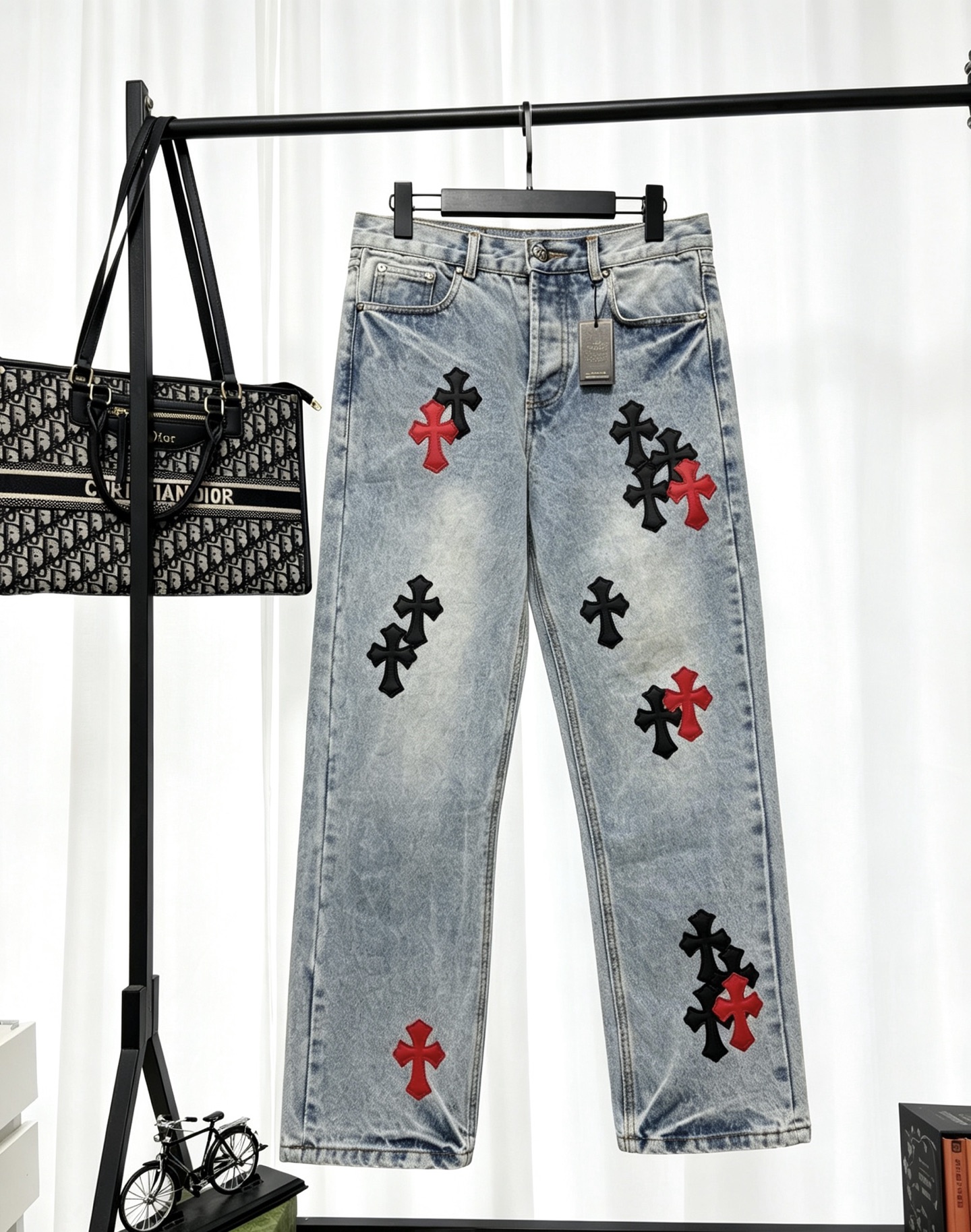 Cheap Chrome Hearts Jeans in 222800, $60 USD- [IB222800] - Replica Chrome Hearts Jeans