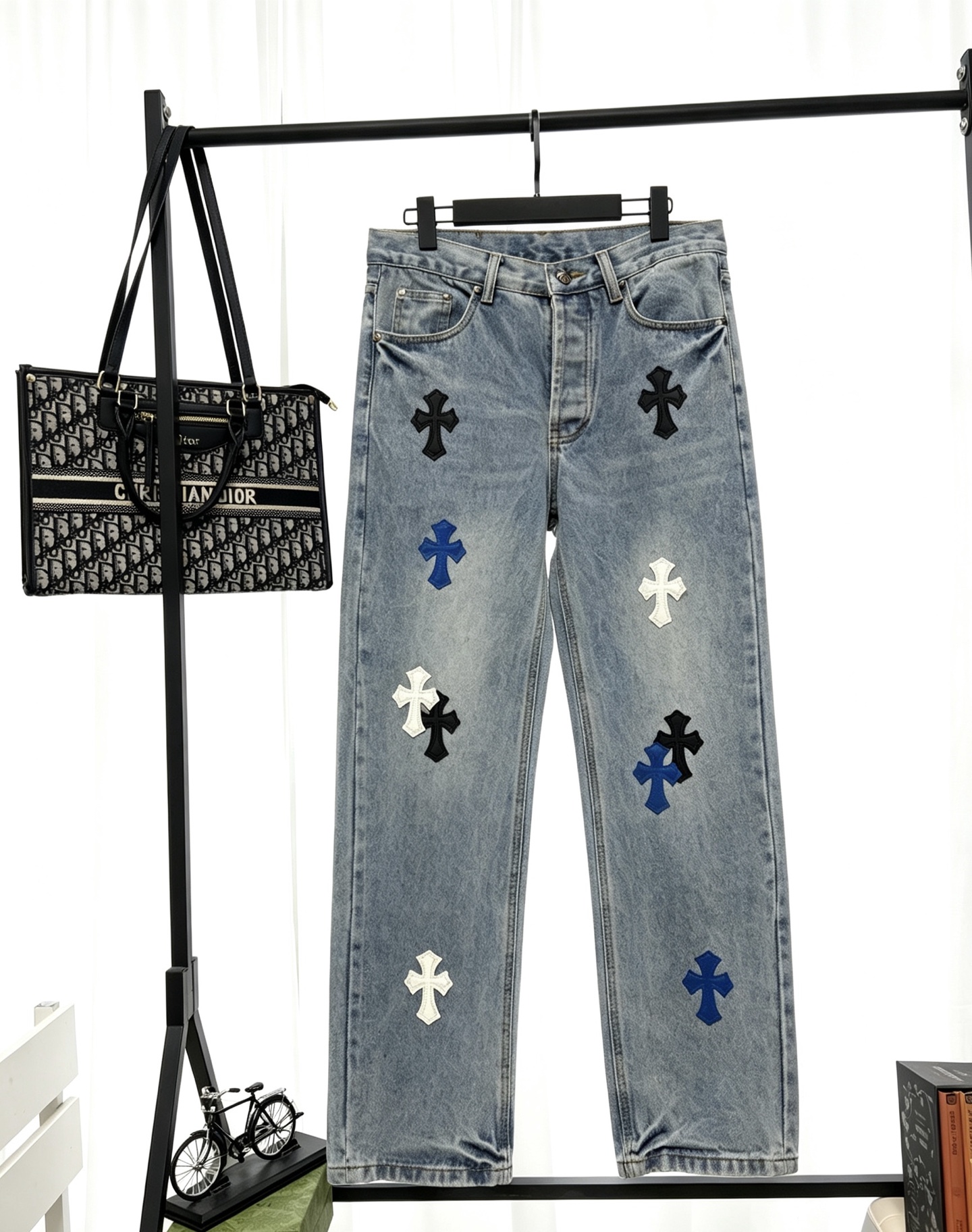 Cheap Chrome Hearts Jeans in 222802, $60 USD- [IB222802] - Replica Chrome Hearts Jeans