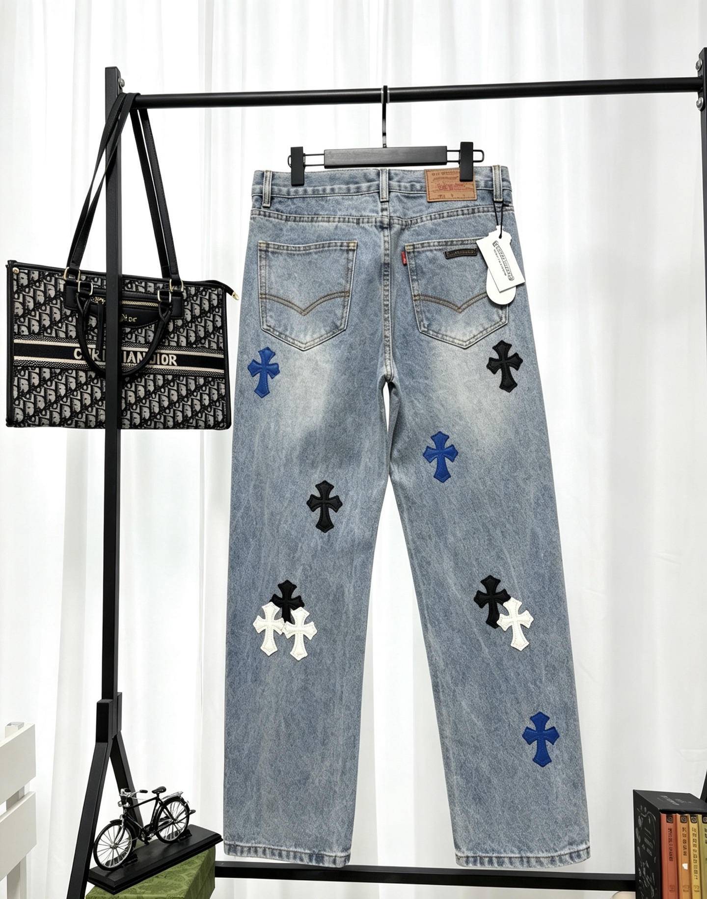 Cheap Chrome Hearts Jeans in 222802, $60 USD- [IB222802] - Replica Chrome Hearts Jeans