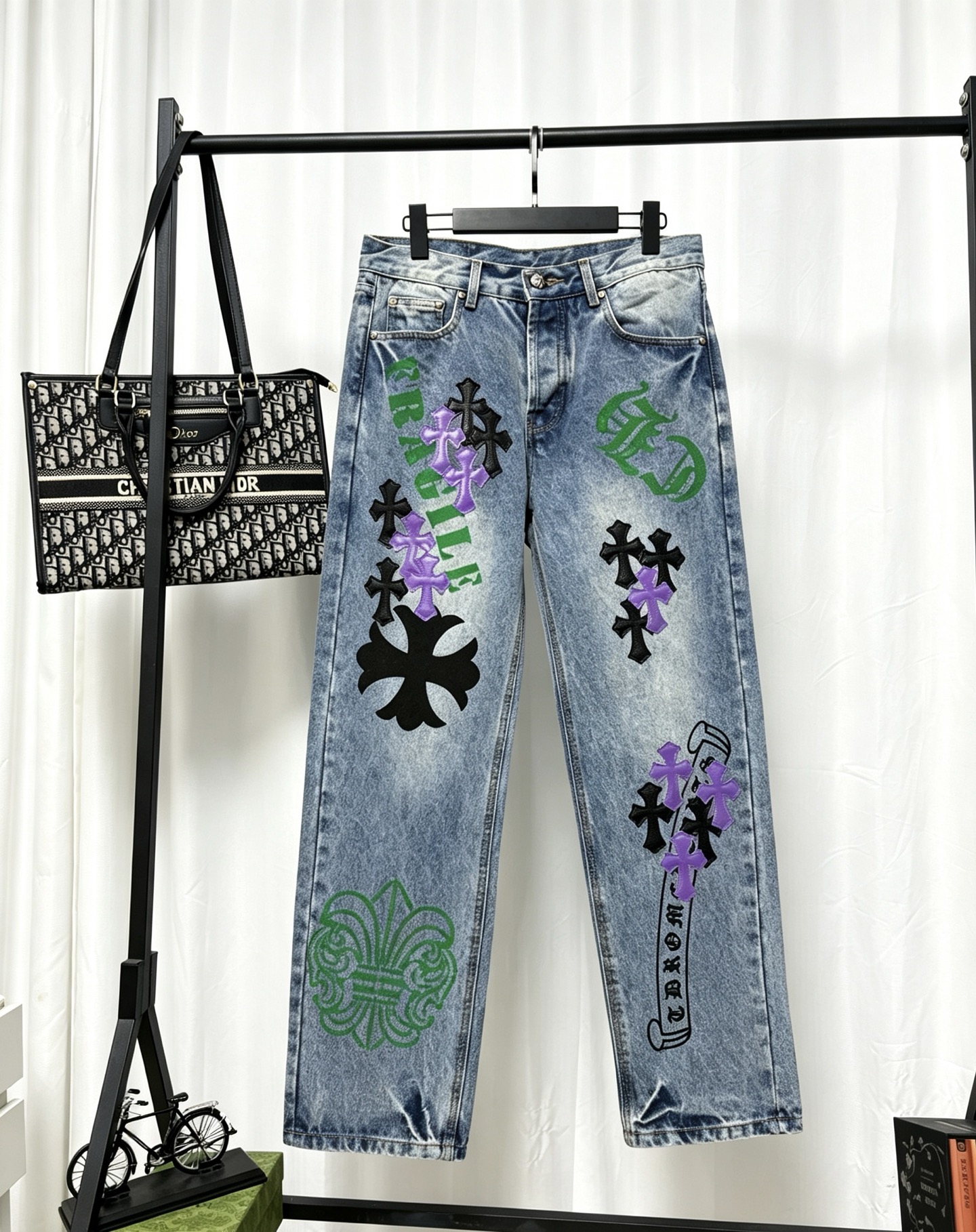 Cheap Chrome Hearts Jeans in 222808, $65 USD- [IB222808] - Replica Chrome Hearts Jeans