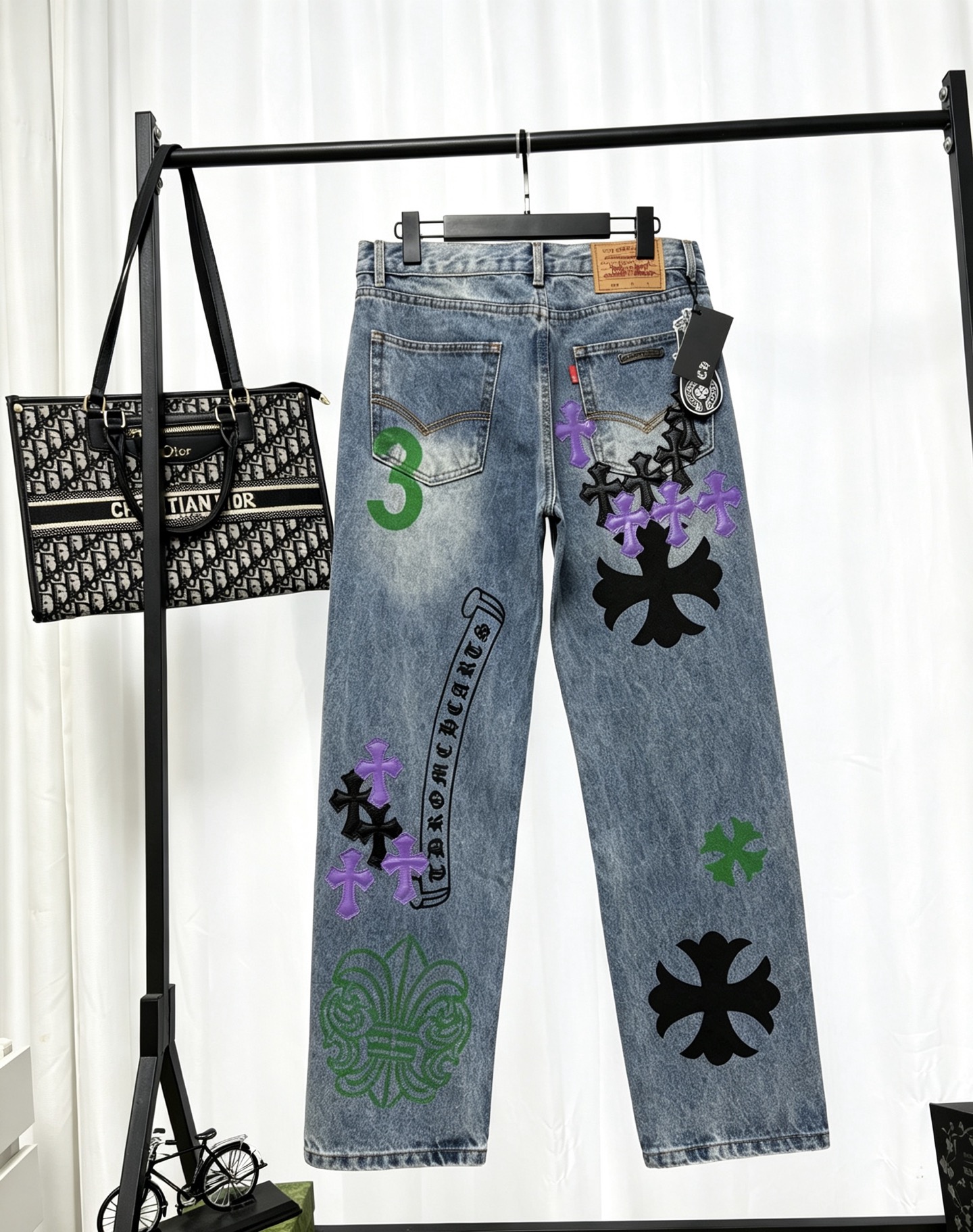 Cheap Chrome Hearts Jeans in 222808, $65 USD- [IB222808] - Replica Chrome Hearts Jeans