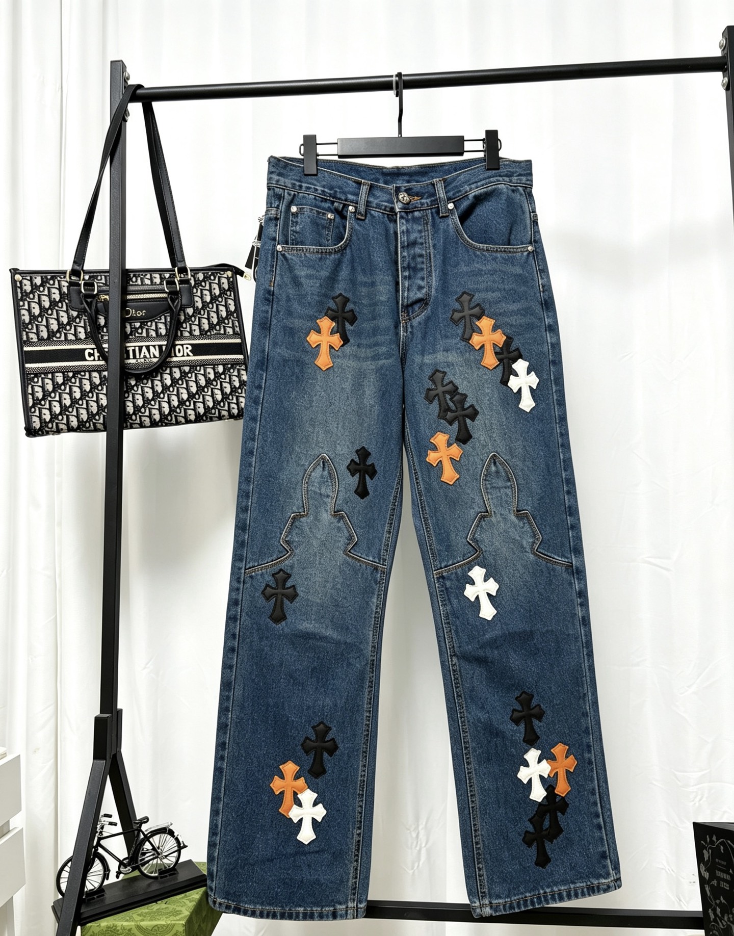 Cheap Chrome Hearts Jeans in 222810, $65 USD- [IB222810] - Replica Chrome Hearts Jeans