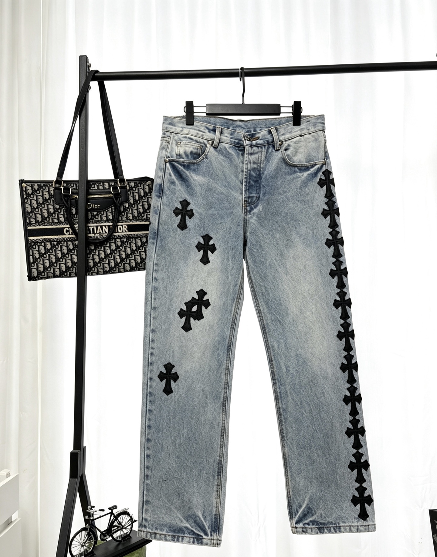 Cheap Chrome Hearts Jeans in 222813, $65 USD- [IB222813] - Replica Chrome Hearts Jeans