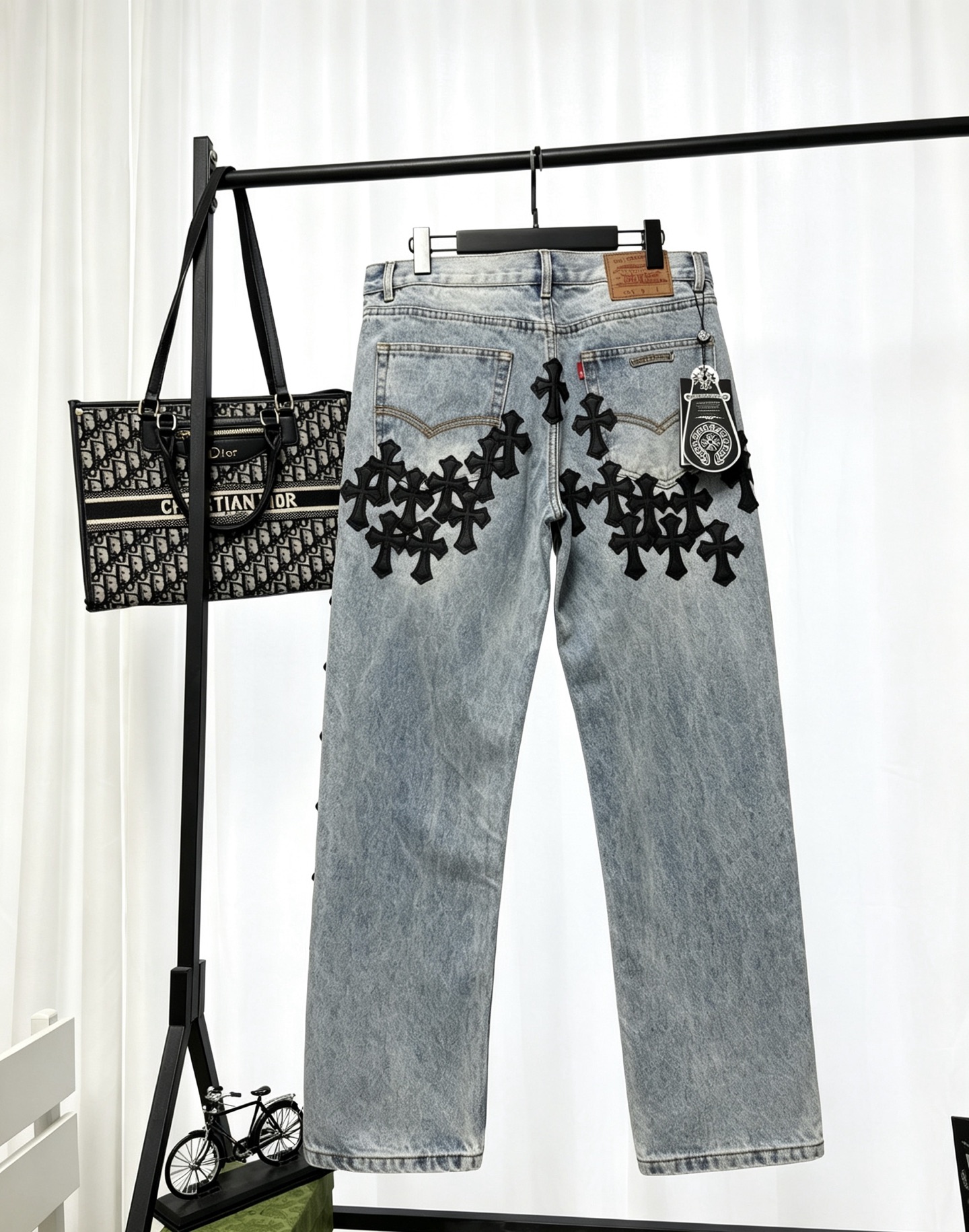 Cheap Chrome Hearts Jeans in 222813, $65 USD- [IB222813] - Replica Chrome Hearts Jeans