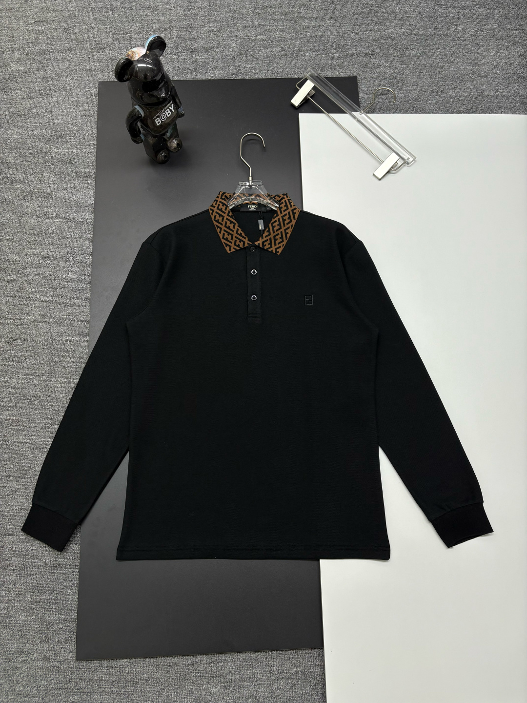 Cheap Fendi Long-Sleeved Polo Shirts for Men in 222916, $45 USD- [IB222916] - Replica Fendi Long-Sleeved Polo Shirts for Men