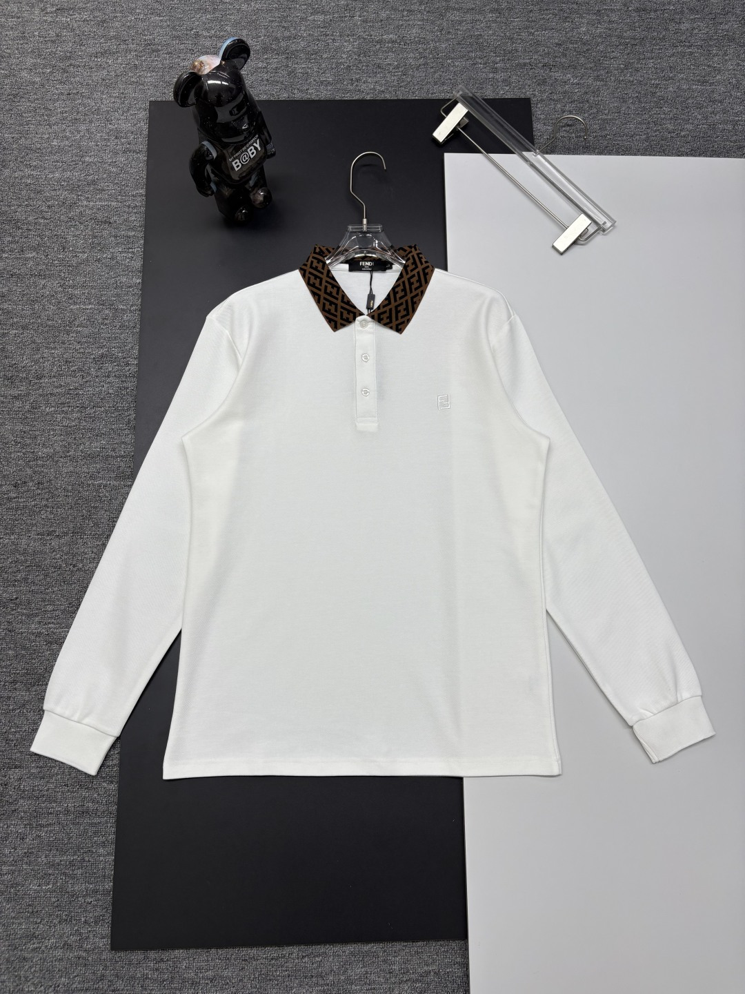 Cheap Fendi Long-Sleeved Polo Shirts for Men in 222917, $45 USD- [IB222917] - Replica Fendi Long-Sleeved Polo Shirts for Men