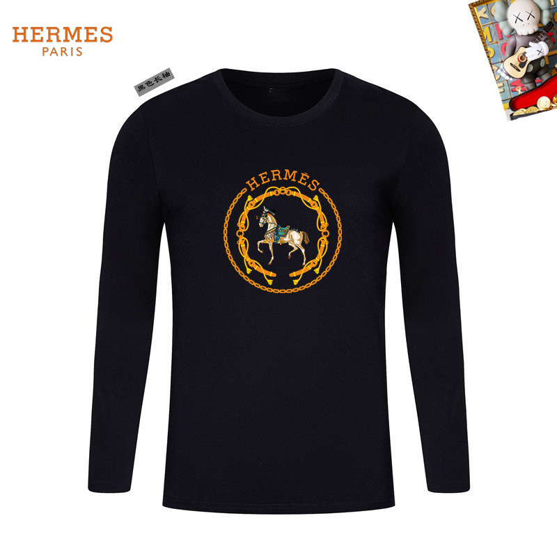 Cheap Hermes Long-Sleeved T-shirts for Men in 225392, $45 USD- [IB225392] - Replica Hermes Long-Sleeved T-shirts for Men