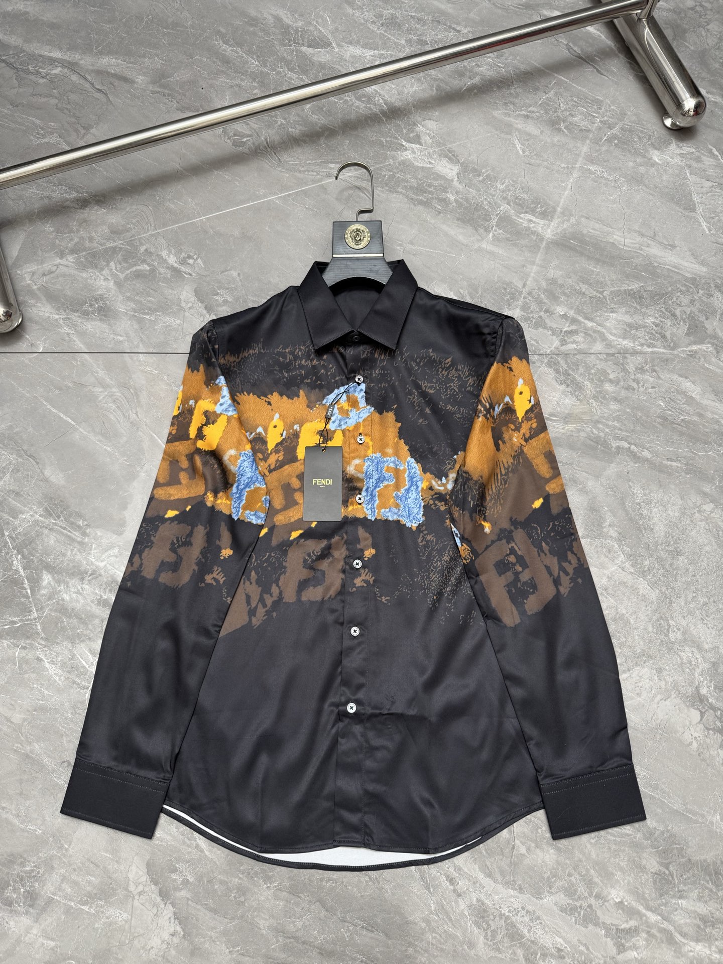 Cheap Fendi Long-Sleeved Polo Shirts in 227170, $55 USD- [IB227170] - Replica Fendi Long-Sleeved Polo Shirts