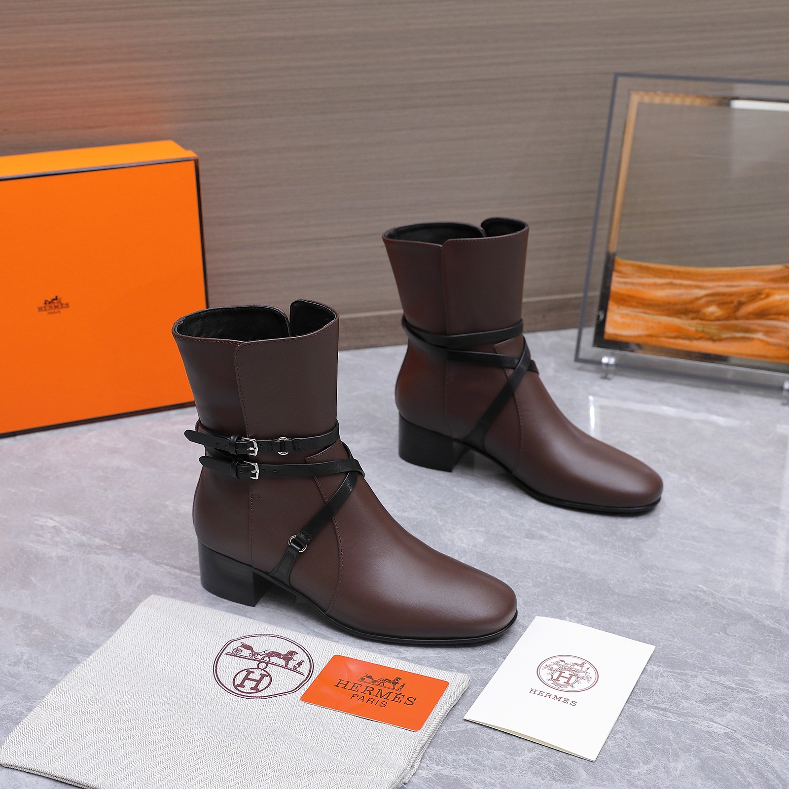 Cheap New Arrivals Hermes Boots For Women in 228393, $125 USD- [IB228393] - Replica Hermes Boots For Women