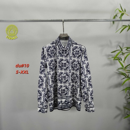 Cheap Versace Long-Sleeved Polo Shirts for Men in 230642, $55 USD- [IB230642] - Replica Versace Long-Sleeved Polo Shirts for Men