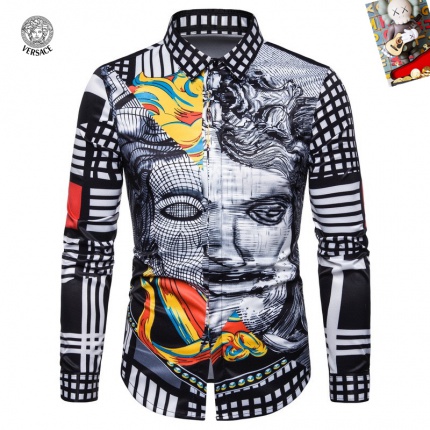 Cheap Versace Long-Sleeved Polo Shirts for Men in 235485, $45 USD- [IB235485] - Replica Versace Long-Sleeved Polo Shirts for Men