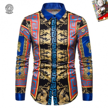 Cheap Versace Long-Sleeved Polo Shirts for Men in 235486, $45 USD- [IB235486] - Replica Versace Long-Sleeved Polo Shirts for Men