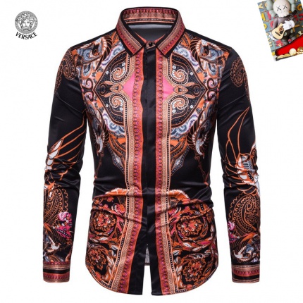 Cheap Versace Long-Sleeved Polo Shirts for Men in 235488, $45 USD- [IB235488] - Replica Versace Long-Sleeved Polo Shirts for Men
