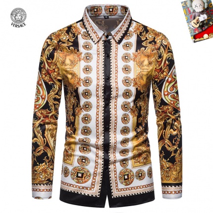 Cheap Versace Long-Sleeved Polo Shirts for Men in 235495, $45 USD- [IB235495] - Replica Versace Long-Sleeved Polo Shirts for Men