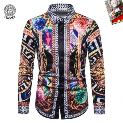 Cheap Versace Long-Sleeved Polo Shirts for Men in 235504, $45 USD- [IB235504] - Replica Versace Long-Sleeved Polo Shirts for Men