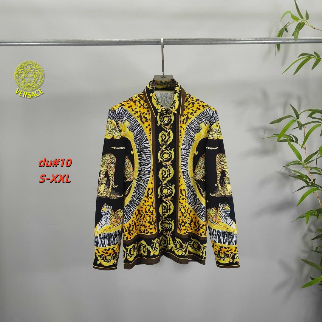 Cheap Versace Long-Sleeved Polo Shirts for Men in 230649, $55 USD- [IB230649] - Replica Versace Long-Sleeved Polo Shirts for Men