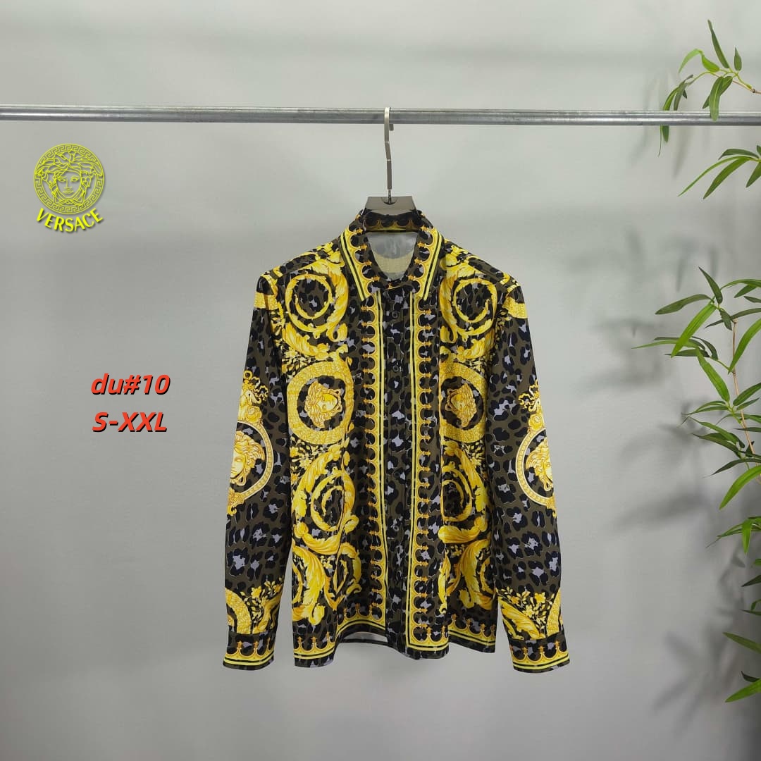 Cheap Versace Long-Sleeved Polo Shirts for Men in 230651, $55 USD- [IB230651] - Replica Versace Long-Sleeved Polo Shirts for Men