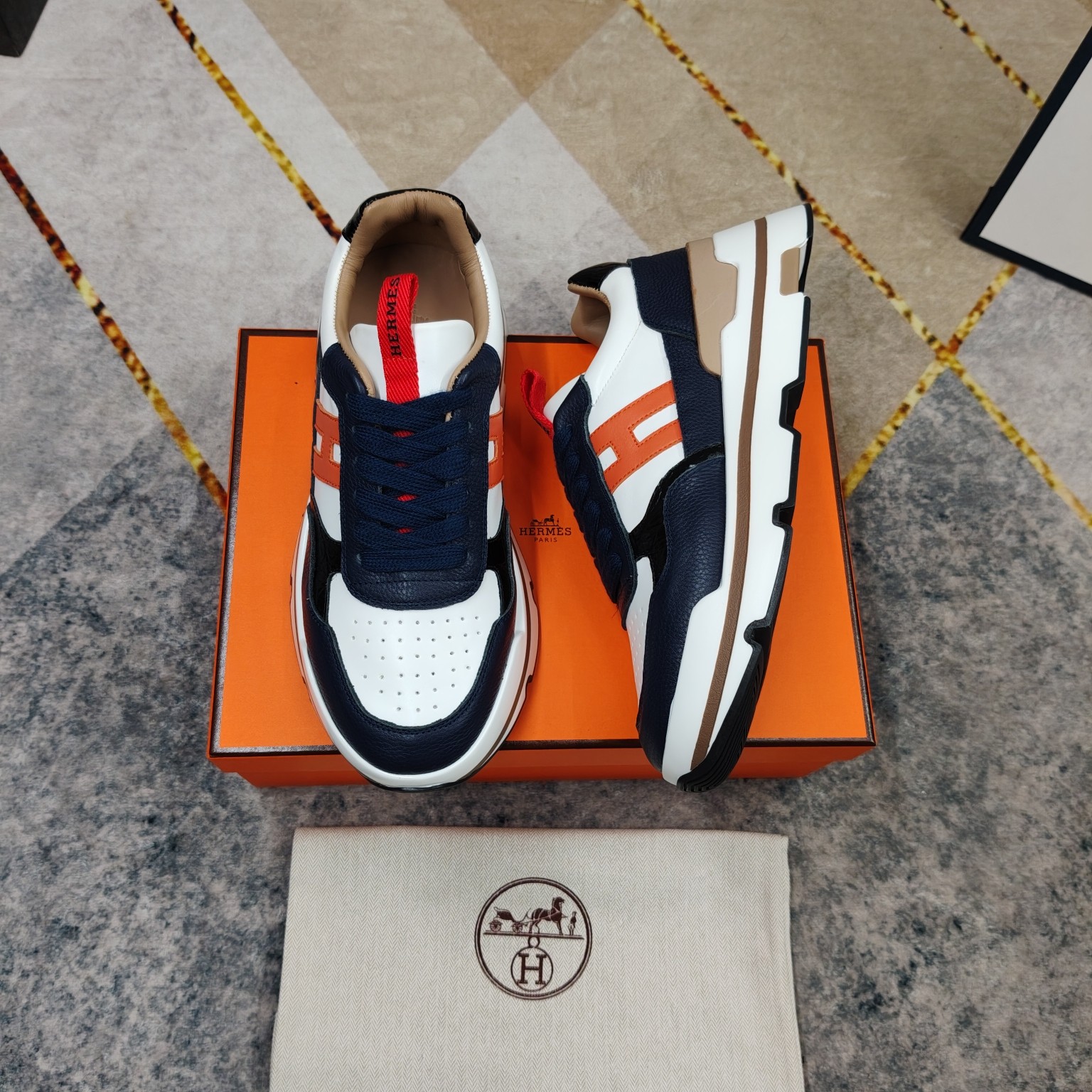 Cheap Hermes Sneakers For Men in 233550, $110 USD- [IB233550] - Replica Hermes Sneakers For Men