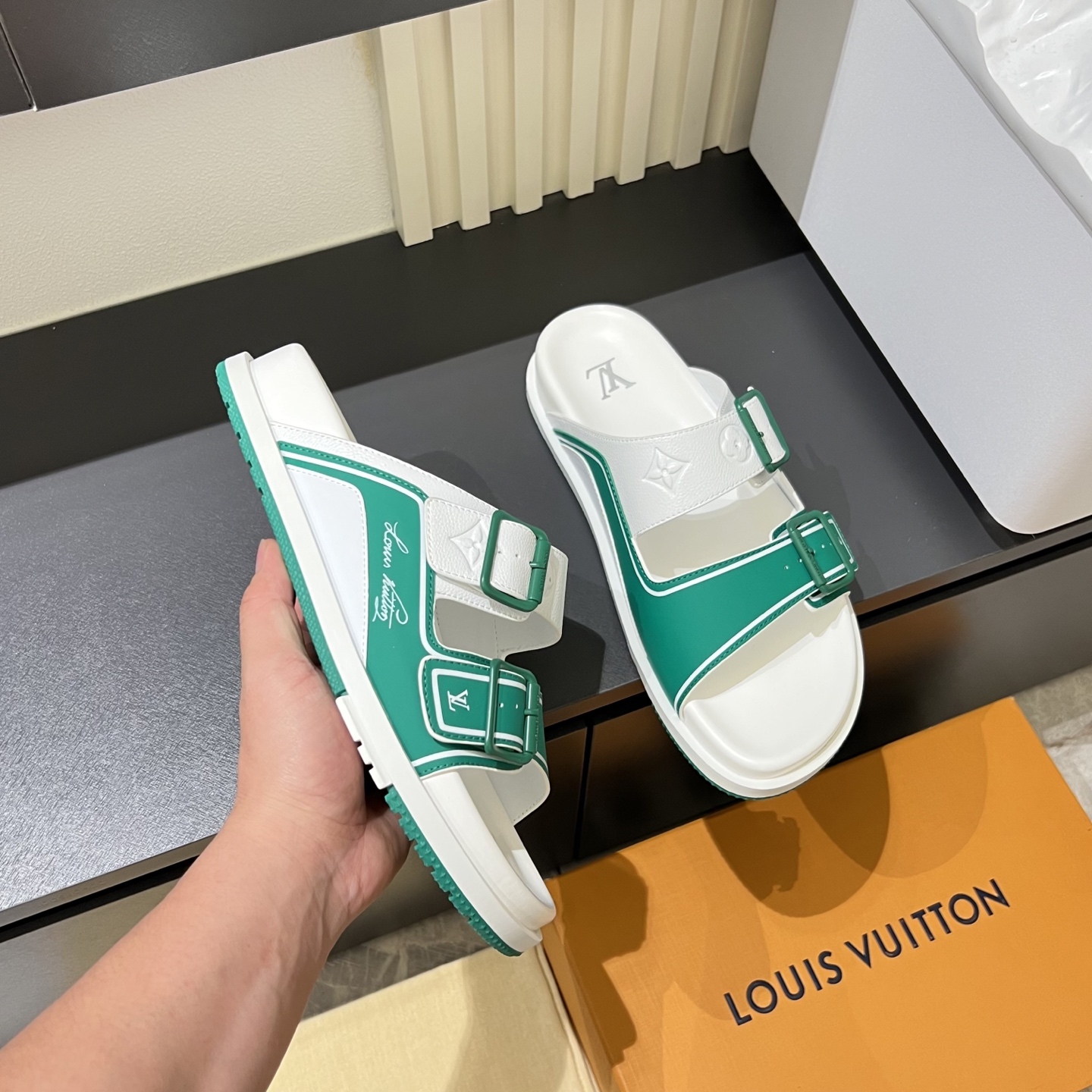 Cheap Louis Vuitton Slippers For Men in 233713, $60 USD- [IB233713] - Replica Louis Vuitton Slippers For Men