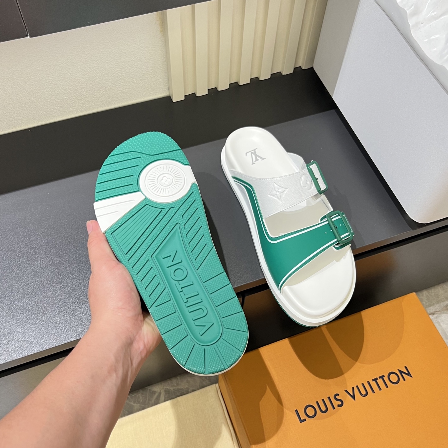 Cheap Louis Vuitton Slippers For Men in 233713, $60 USD- [IB233713] - Replica Louis Vuitton Slippers For Men