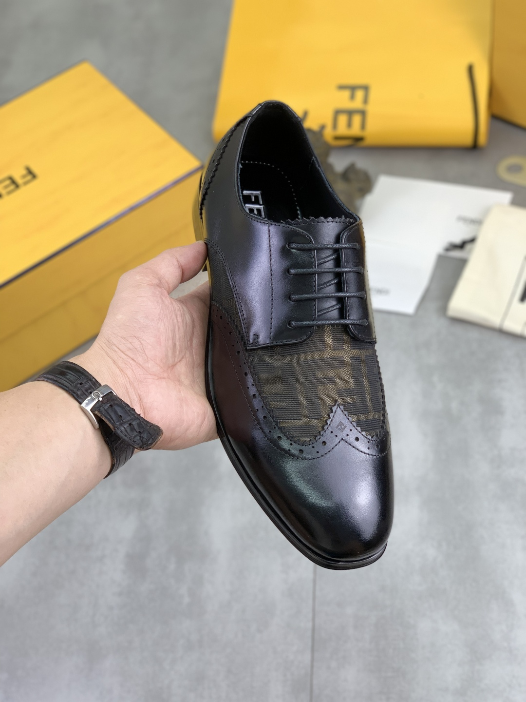 Cheap Fendi Leather shoes For Men in 234316, $105 USD- [IB234316] - Replica Fendi Leather shoes For Men