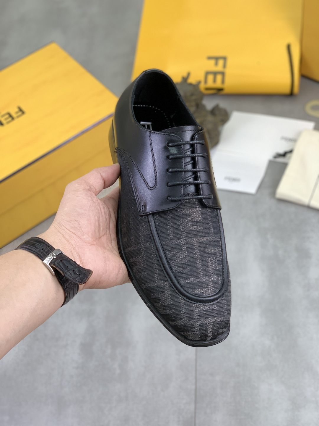 Cheap Fendi Leather shoes For Men in 234321, $105 USD- [IB234321] - Replica Fendi Leather shoes For Men