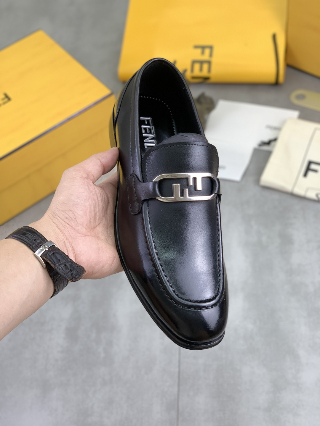Cheap Fendi Leather shoes For Men in 234322, $105 USD- [IB234322] - Replica Fendi Leather shoes For Men