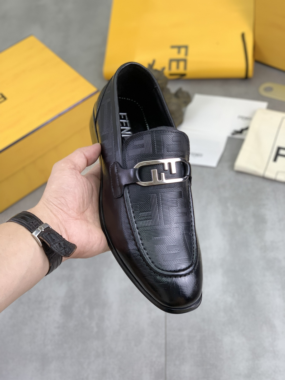 Cheap Fendi Leather shoes For Men in 234323, $105 USD- [IB234323] - Replica Fendi Leather shoes For Men