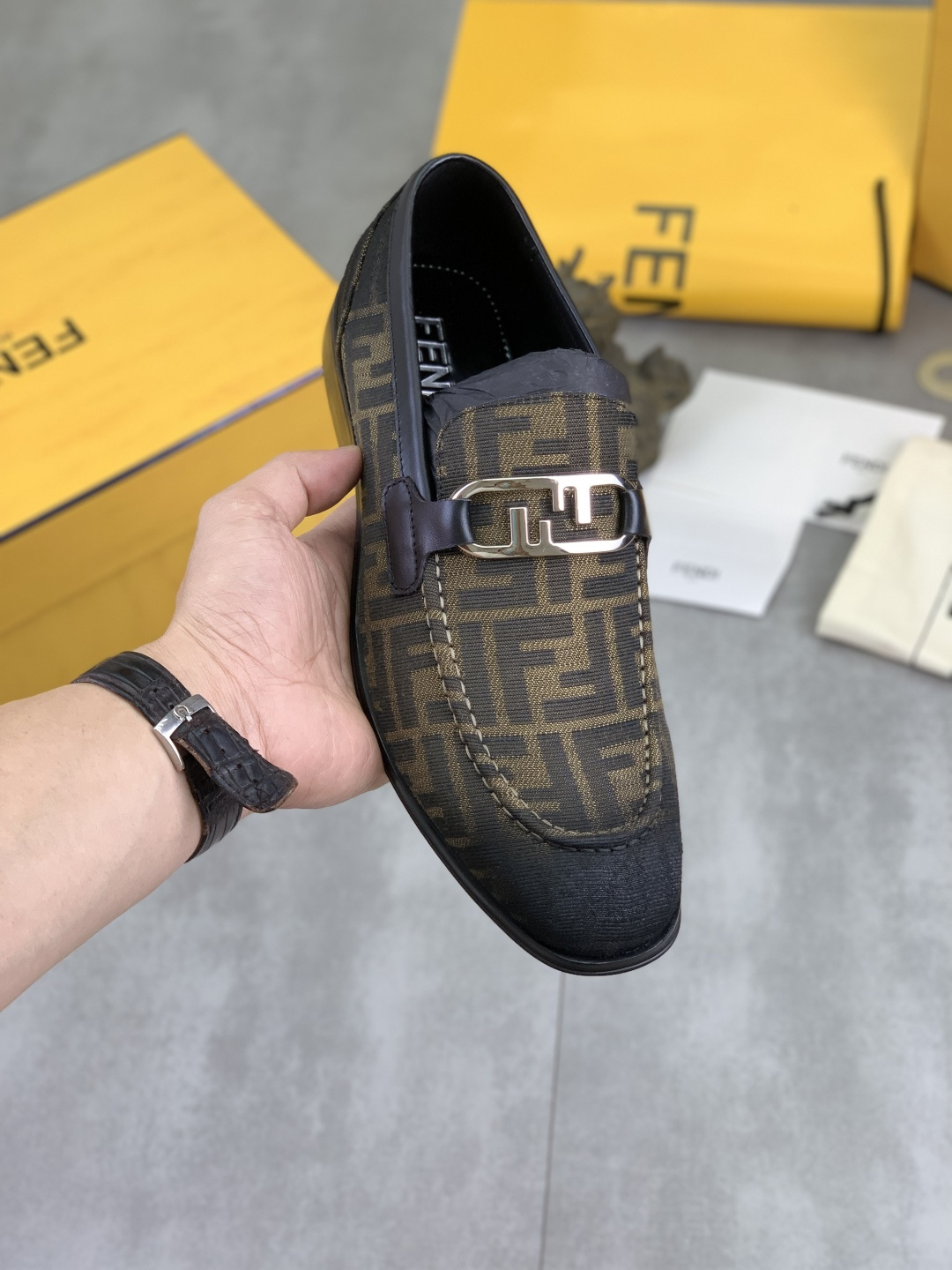 Cheap Fendi Leather shoes For Men in 234324, $105 USD- [IB234324] - Replica Fendi Leather shoes For Men