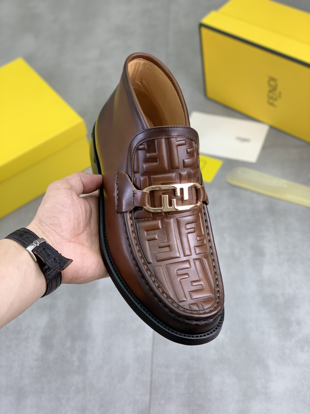 Cheap Fendi Leather shoes For Men in 234360, $105 USD- [IB234360] - Replica Fendi Leather shoes For Men